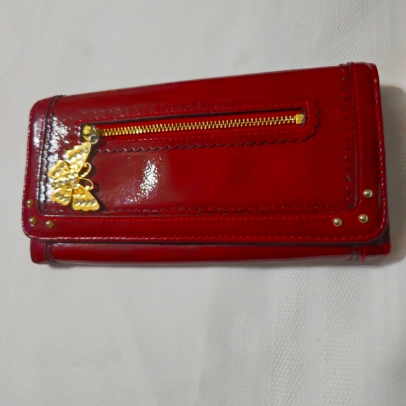 Anna Sui Patent Leather 4 Divider Long Wallet - Picture 1 of 14